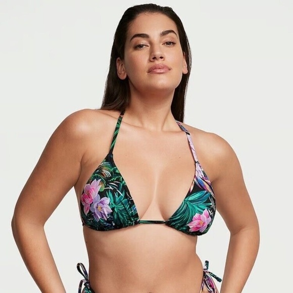 New! Victoria's Secret Black Palm Bikini Set 45580 - Picture 2 of 15